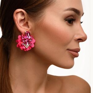 Pink crystal earrings A253